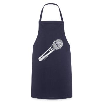 Microphone dessiné à la main - Tablier de cuisine - marine - Devant - AI Model Male 185 dark (185cm)