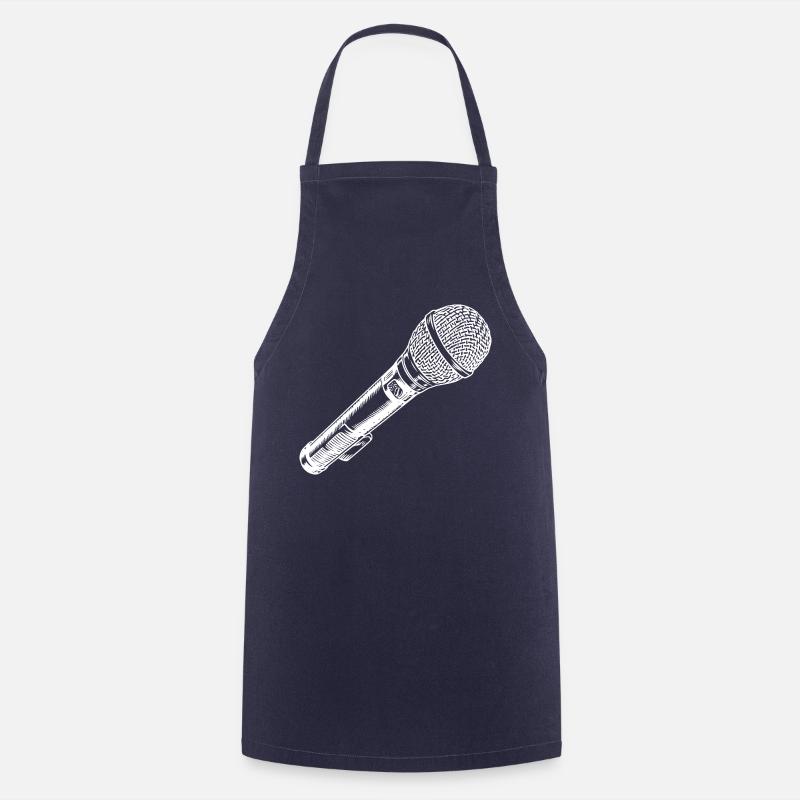 Mikrofon Hand gezeichnet - Kochschürze - Navy