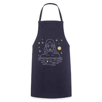 Femme mystique dans l’eau – Minimalisme de la nuit étoilée - Tablier de cuisine - marine - Devant - AI Model Male 185 dark (185cm)