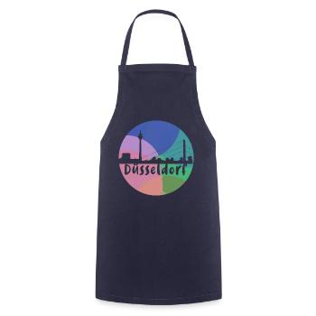 düsseldorf,skyline,kreis,bunt,regenbogen,retro - Kochschürze - Navy - Vorne - AI Model Male 185 dark (185cm)