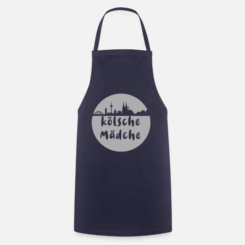 Köln, skyline,scherenschnitt,grau,kölsche mädche - Kochschürze - Navy
