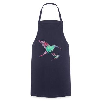 kolibri, graffiti ,malerei, blumen,vogel,malerei, - Kochschürze - Navy - Vorne - AI Model Male 185 dark (185cm)