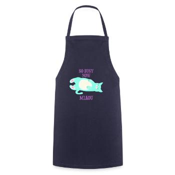 So busy now - miaou Cat - Cooking Apron - navy - Front - AI Model Male 185 dark (185cm)