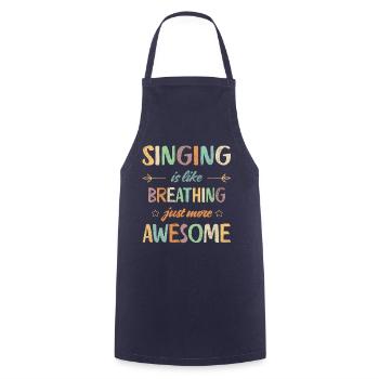 Singing is like breathing just more awesome! Retro - Cooking Apron - navy - Front - AI Model Male 185 dark (185cm)