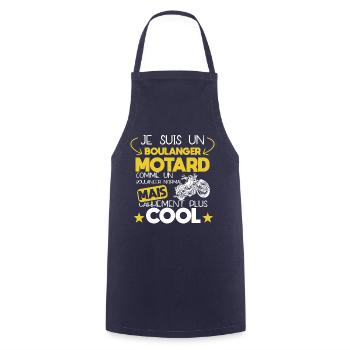 Boulanger - Motard - Cadeau - Cool - Humour - Moto - Tablier de cuisine - marine - Devant - AI Model Male 185 dark (185cm)