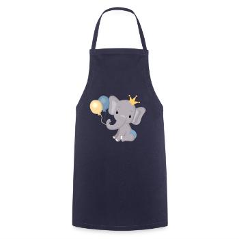 Elephant bébé premier anniversaire 1 an - Tablier de cuisine - marine - Devant - AI Model Male 185 dark (185cm)