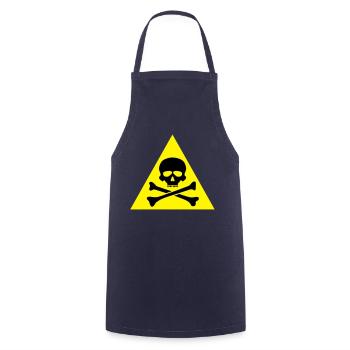 panneau danger tete de mort crane os - Tablier de cuisine - marine - Devant - AI Model Male 185 dark (185cm)