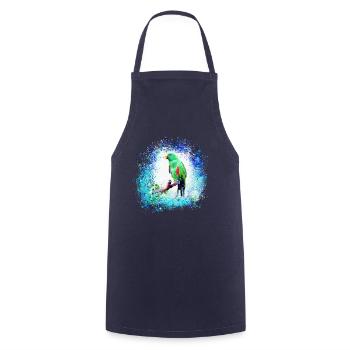 sittich ara,,vogel,graffiti,mint,blau,brush,spray - Kochschürze - Navy - Vorne - AI Model Male 185 dark (185cm)