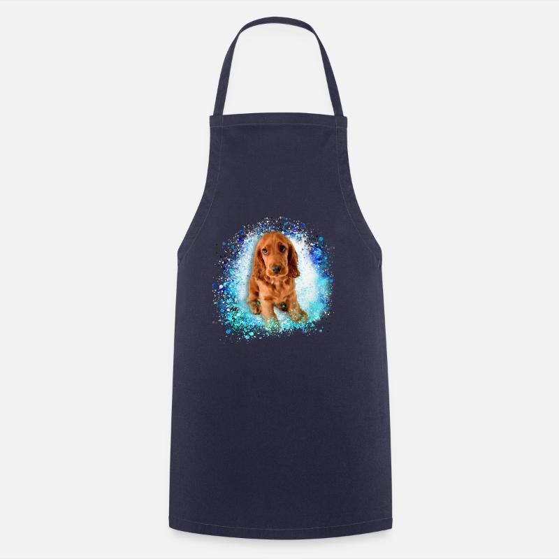 cockerspaniel ,brown,graffiti,painting,blue,puppy - Cooking Apron - navy
