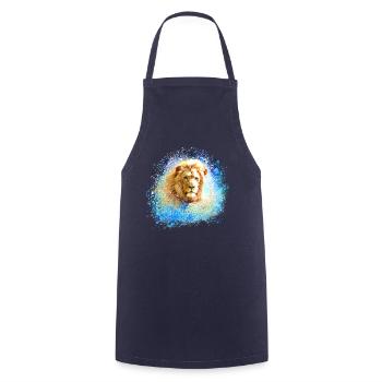 lion, gold,lion's head, graffiti, painting, blue - Cooking Apron - navy - Front - AI Model Male 185 dark (185cm)