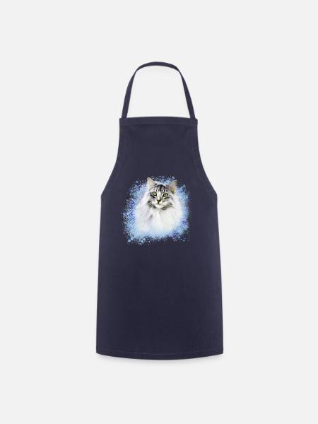 perserkatze,siamkatze,katze,weisse katze, graffiti - Kochschürze - Navy