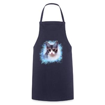katze, bunt,aquarell, malerei,graffiti,kätzchen - Kochschürze - Navy - Vorne - AI Model Male 185 dark (185cm)