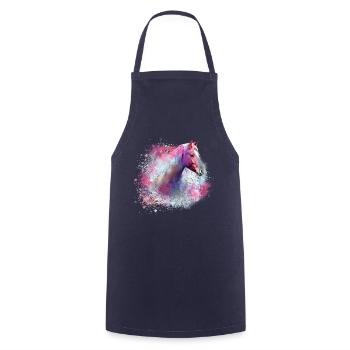 haflinger,horse,graffiti, painting, horse's head,colorful - Cooking Apron - navy - Front - AI Model Male 185 dark (185cm)