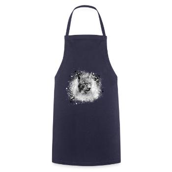 luchs,katze,blau,malerei,aquarell,grau - Kochschürze - Navy - Vorne - AI Model Male 185 dark (185cm)