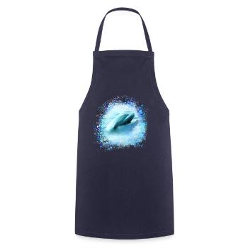 delfin, graffiti, malerei,blau,fisch, delfine,meer - Kochschürze - Navy - Vorne - AI Model Male 185 dark (185cm)