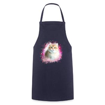 angora cat, cat, graffiti, painting,pink,kitten - Cooking Apron - navy - Front - AI Model Male 185 dark (185cm)