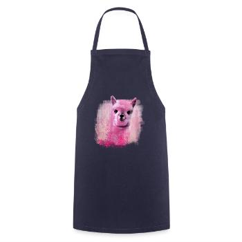 Alpaca, Llama, pink,,drawing,graffiti,watercolor - Cooking Apron - navy - Front - AI Model Male 185 dark (185cm)