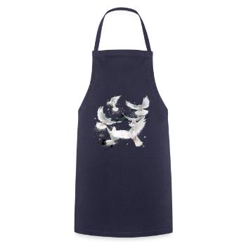 pigeons,sourds,oiseaux,troupeaux d’oiseaux,blancs,graffitis - Tablier de cuisine - marine - Devant - AI Model Male 185 dark (185cm)