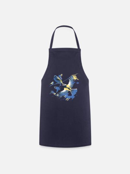 Vögel,kohlmeise, vogelschwarm, Graffiti,bunt - Kochschürze - Navy