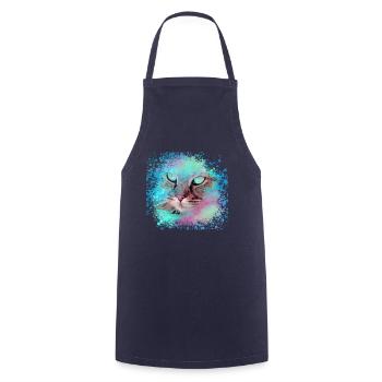 siam cat, neon, cat, graffiti, painting, watercolor - Cooking Apron - navy - Front - AI Model Male 185 dark (185cm)