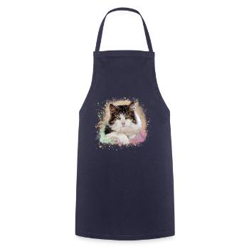maincoon,katze,graffiti,malerei, Maine-Coon-Katze, - Kochschürze - Navy - Vorne - AI Model Male 185 dark (185cm)