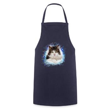 maincoon,cat,graffiti,painting, Maine Coon cat, - Cooking Apron - navy - Front - AI Model Male 185 dark (185cm)