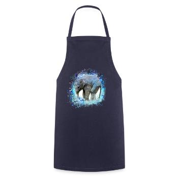 babyelefant,elefant,graffiti,blau,malerei - Kochschürze - Navy - Vorne - AI Model Male 185 dark (185cm)
