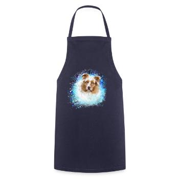 Australian shepherd, blue,graffiti, painting,dog - Cooking Apron - navy - Front - AI Model Male 185 dark (185cm)