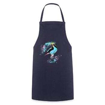 Bird, drawing, painting,,watercolor,colorful,blue - Cooking Apron - navy - Front - AI Model Male 185 dark (185cm)