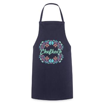 ungarische blumen,chefkoch,blumen,floral,blumen - Kochschürze - Navy - Vorne - AI Model Male 185 dark (185cm)