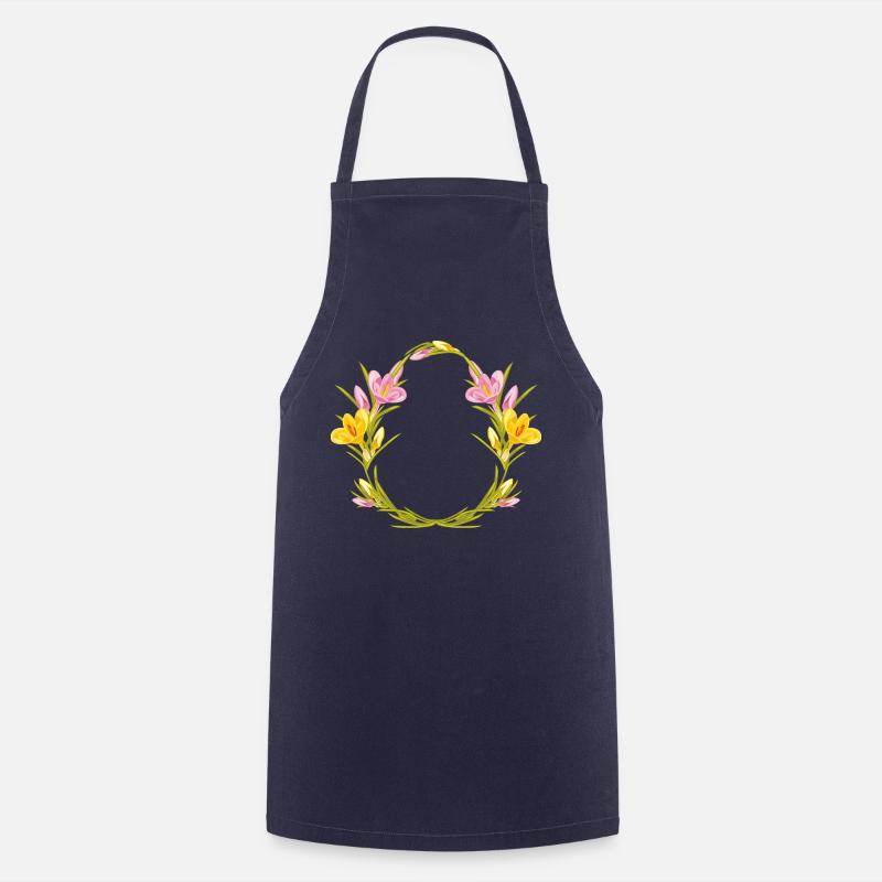 Easter wreath with crocuses - Cooking Apron - navy
