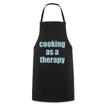 La cuisine comme thérapie en disant avec sens - Tablier de cuisine - noir - Devant - AI Model Male 185 dark (185cm)
