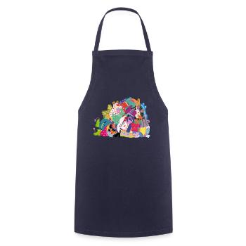 Blanchisserie mignonne - Tablier de cuisine - marine - Devant - AI Model Male 185 dark (185cm)