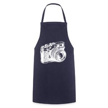 Appareil photo vintage dessiné - Tablier de cuisine - marine - Devant - AI Model Male 185 dark (185cm)
