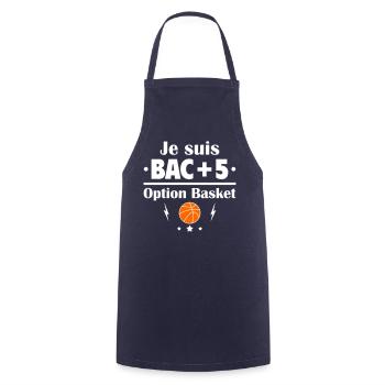Bac+5 option basket, fête des pères,cadeau de noël - Tablier de cuisine - marine - Devant - AI Model Male 185 dark (185cm)