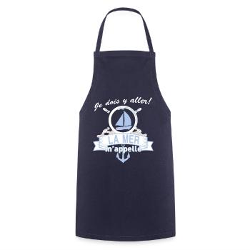La mer m'appelle - Tablier de cuisine - marine - Devant - AI Model Male 185 dark (185cm)