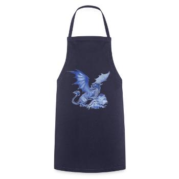 dragon,blue,painting,graffiti, airbrush,light blue - Cooking Apron - navy - Front - AI Model Male 185 dark (185cm)