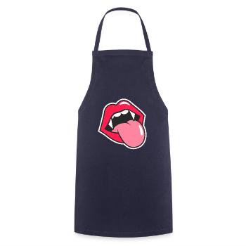 Vampire,Mouth,Teeth,Halloween,Retro,Vintage - Cooking Apron - navy - Front - AI Model Male 185 dark (185cm)
