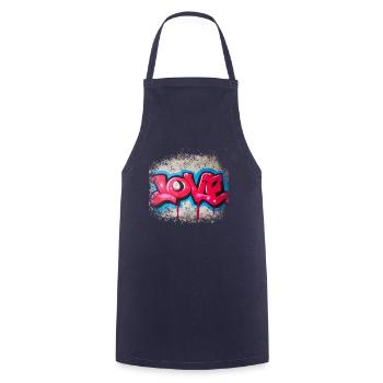 Graffiti Love - Kochschürze - Navy - Vorne - AI Model Male 185 dark (185cm)