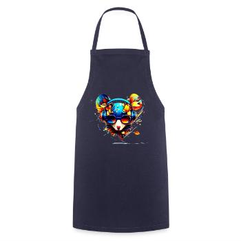 Colorful party mouse with headphones and sunglasses - Cooking Apron - navy - Front - AI Model Male 185 dark (185cm)