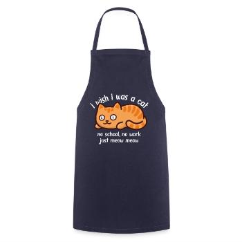 Wish-Cat (Weiß) - Kochschürze - Navy - Vorne - AI Model Male 185 dark (185cm)