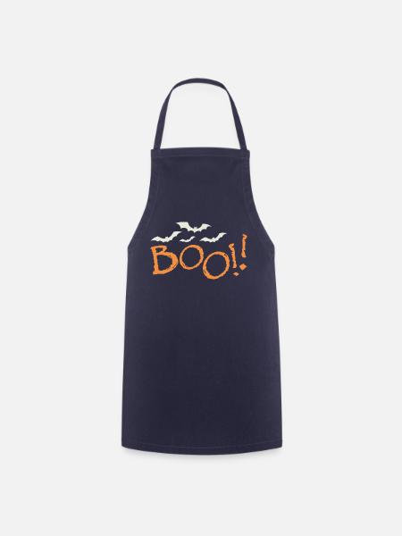 Boo!! Kids Halloween Adorable Ghostly Design Tee - Cooking Apron - navy