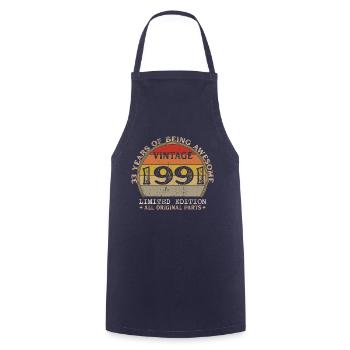 Né en 1991 - Vintage 1991 Anniversaire Rétro - Tablier de cuisine - marine - Devant - AI Model Male 185 dark (185cm)
