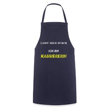 Lasst mich durch, ich bin Kassiererin Geschenkidee - Kochschürze - Navy - Vorne - AI Model Male 185 dark (185cm)