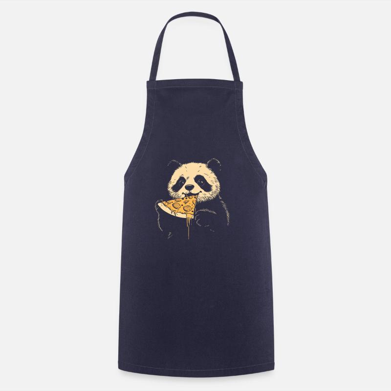 Panda eats pizza - Cooking Apron - navy