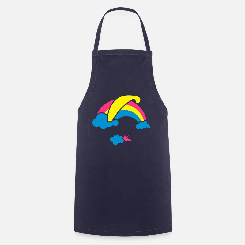 Rainbow & Clouds Paragliding - Cooking Apron - navy