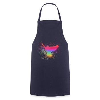 sourd coloré, sourd, oiseau, aquarelle, graffiti - Tablier de cuisine - marine - Devant - AI Model Male 185 dark (185cm)
