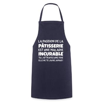 passion pâtisserie / cadeau humour patissière - Tablier de cuisine - marine - Devant - AI Model Male 185 dark (185cm)