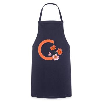 C mit Blumen - Kochschürze - Navy - Vorne - AI Model Male 185 dark (185cm)