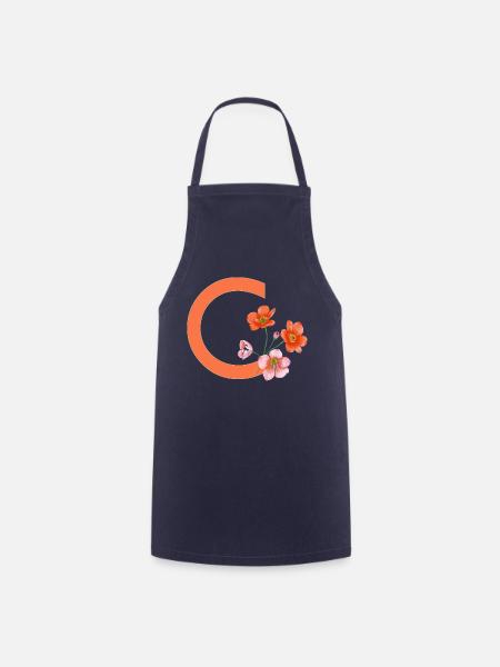 C mit Blumen - Kochschürze - Navy